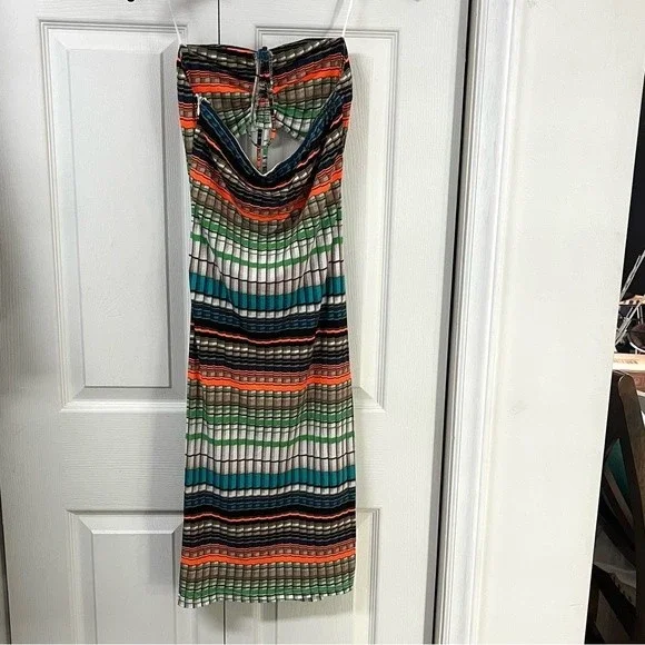 THE SANG MultiColor Brallete Style Tube Top With Pull String Front Bodycon Dress - Picture 8 of 12